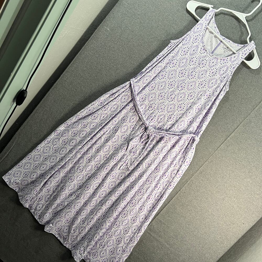 Cuddl Duds Flexwear Paneled Maxi Dress Purple Eyelet, X-Small